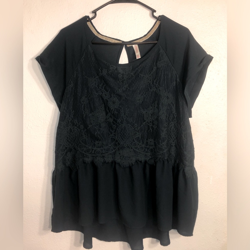 XXL Dark green lace flowy blouse!!!